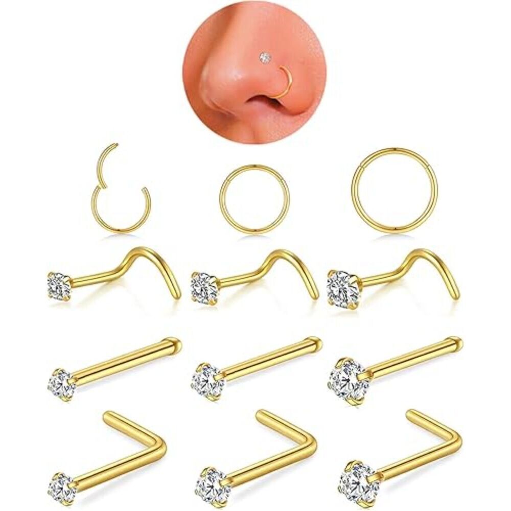 Nose Rings and Studs Set for Men and Women Hypoallergenic 316L Stainless Steel